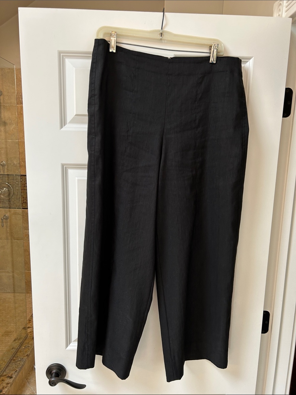 Vince Black High-Waist linen blend Wide-Leg Trousers